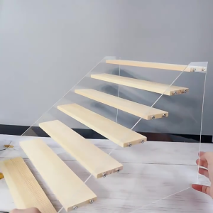 3/4/5 Tier Wooden Acrylic Display Stand Toy Cosmetics Showcase Anime Handicraft Car Model Transparent Ladder Shelf