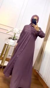 Hanifah Dress Wanita Gamis Simple dan Elegan Gamis Ceruty Model Baru 2023 Kekinian Lowprice Viral