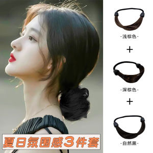 Low Bun Wig Hair Band Rubber Band Female Hair-Binding Internet Celebrity New New Hair Band Tie Hair Ponytail Hair String Leather Cover