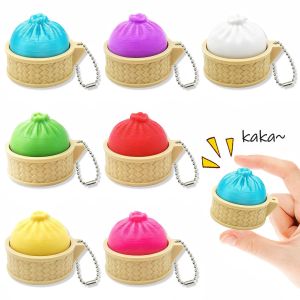 Bandai | 3D Printed Foods Bun Clicker Key Chain Stress Relief Pendant Button Key stress relief toy Ring Cartoon Tortoise Simulation cake