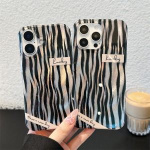 💯【เคสโทรศัพท์】 + Gratis Ongkir💯เคสโทรศัพท์แฟชั่นเท่ๆลายลายม้าลายสำหรับ iPhone 16 15 14 13 12 Pro Max 11เลเซอร์กรอบสี IMD