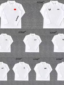 เสื้อยืดแห้งเร็วสำหรับผู้ชาย แขนยาว ซิปครึ่งตัว สำหรับวิ่ง ฟิตเนส ฟุตบอล จักรยาน เสื้อผ้ากีฬา ฤดูร้อน 2025 ผ้าโพลีเอสเตอร์