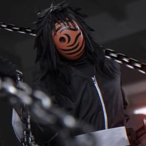 Naruto Killing Night Mobile Game Version Red Night Blade Mysterious Mask Mens Red Night with Soil Cos Clothing Full Set