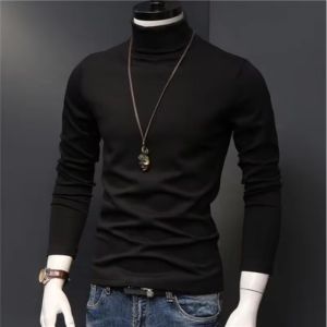 Autumn Winter Mens Turtleneck Sweaters Casual Thermal Long Sleeve Slim Fit Pullovers Stretch Basic Tops Sweatshirt 2026 TShirt