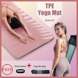 Yoga Mat Soft High Density Thick 6mm Tpe Non-Slip Mat Strap Package Aerobic Home Workout Fitness Exerciser Yoga Eco-Friendly Material Home Workout & Gym Fitness