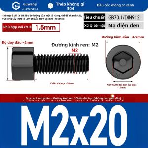 GUWANJI | Ốc Vít Đầu Lục Giác Mũ Trơn Inox Đen