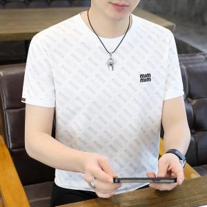 เสื้อยืดคอกลมแขนสั้นผ้าฝ้ายแท้สำหรับผู้ชาย ทรงหลวม ระบายอากาศได้ดี ทรงปกติ ฤดูร้อน 2025 เสื้อยืดผู้ชาย