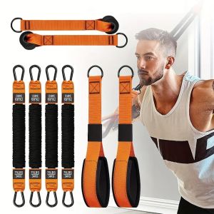 Home fitness equipment. A resistance band used for downward pressure and other exercises to shape your triceps latissimus dorsi