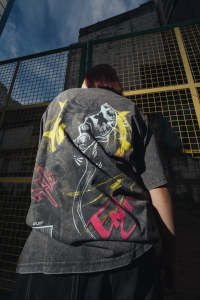 Gachiakuta Anime Acid Washed Oversized T-shirts Japanese Anime Cartoon Casual Cotton High Quality Vintage Female Male Clothing