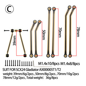 1/24 RC Crawler Car Heavy Brass Chassis Links Steering Rod Set for Axial SCX24 C10 Jeep Gladiator JLU Ford Bronco Upgrade Parts