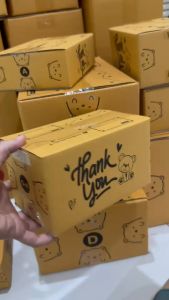 20 ใบ กล่องพัสดุ 0+4 ลายหมีดำ กล่องThankyou  กล่องไปรษณีย์