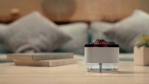 300ML 7 Colorful Lights Volcano Flame Diffuser Volcano Humidifier Diffuser Essential Oils Mini Diffuser Aroma Diffuser for Home