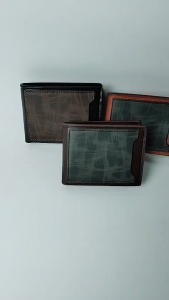 Mens durable PU leather folding short wallet credit card holder business daily simple mens wallet