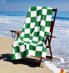Checkered Pattern Swimming Pool Vacation Beach Towel Ultra-fine Fiber Sand Free Quick Drying Beach Towel Summer for Men Women