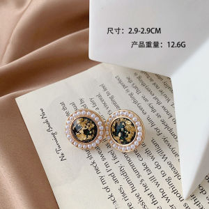 Pearl Stud Earrings Geometric round Simple East Gate Personality Jewelry Alloy Plated Silver Gold Female Ear Cuff Fashion Accessory