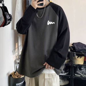 Áo Thun Dài Tay American Brand Color Block Ấm Áp Mùa Thu Đông Cho Nam Áo Thun Cotton Thường Ngày in Chữ Cổ Tròn Tay Dài