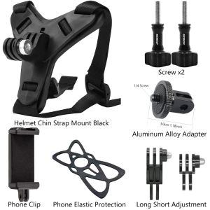 Motorcycle Helmet Chin Strap Mount For GoPro Hero 13 12 11 10 9 8 Insta360 SJCAM SJ4000 AKASO DJI Osmo Action Camera Accessories