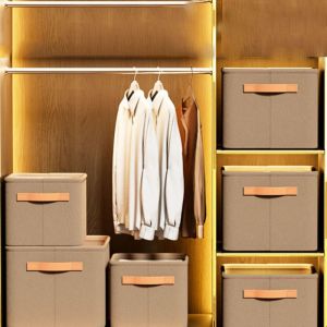 JIYAN2866 Dividers Clothing Storage Box Separation Khaki/Grey Underwear Storage Drawer Fabric Art Organizing Container Multifunction