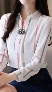 #Kemeja Bluse Wanita motif garis Stripe Lengan Panjang best seller