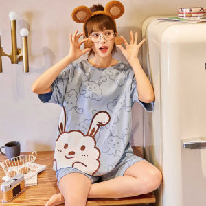 Lightweight Short Sleeve Sleepwear Set for Women Home Clothes Two-Piece Korean Style plus Size Summer Student Spring Autumn Winter