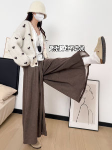 กางเกงขายาวทรงหลวมสีน้ำตาลสำหรับผู้หญิง กางเกงขายาวทรงหลวมสไตล์ลำลอง ทรงหลวม เอวสูง ทรงหลวม ฤดูใบไม้ร่วง 2025