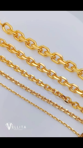 [VJ]Cop916 Necklace "Hollow Anchor Link" W:0.2cm - 1.0cm/L:45cm - 80cm 999.9 Bangkok Gold Plated<Rantai Sauh Dewasa>