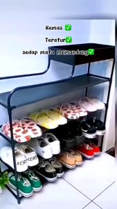 NEW STYLE 6 Tier Steel Shoe Rack With Storage Tray Almari Kasut Bertingkat Rak Kasut Murah Besi Rumah Cabinet Entrance鞋架