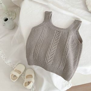 Girl Spring and Autumn Knitting Camisole Fashion Baby Woolen Waistcoat Clothes Little Girl Easiest for Match Outer Wear Vest