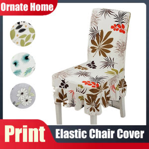 Printed Dining Chair Cover Universal Removable Elastic Chair Cover Anti-Dirty Seat Cover Skirt Chair Cover