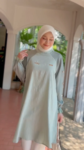 MDLY Baju kemeja atasan wanita muslim/Atasan Tunik Elegan Kombinasi Cotton Lux/Maxci Tunic by Mdly