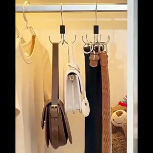 ชั้นแขวนผ้าและตะขอแขวนผ้าที่หมุนได้ 360 องศา ตะขอแขวนผ้า (มี 6 ตะขอ) เหมาะสำหรับห้องนอน 🚚 🇹🇭พร้อมส่งจาก กทม