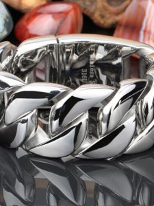 Punk Rock Titanium Steel Bracelet Fashionable Thick Wide Personalized Simple Street Trendy Men Stainless Steel Bracelet Accessory