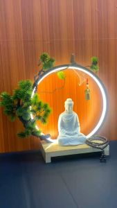 Thác Khói Trầm Hương Tiểu Cảnh Tượng Phật Thiền Tịnh Kết Hợp Đài Sen Tịnh An Trang Trí Bàn Làm Việc.