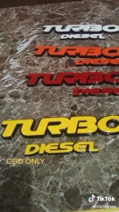EMBLEM MOBIL TURBO DIESEL VARIASI MOBIL DENGAN HURUF TIMBUL 3D BAHAN FIBERGLASS