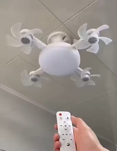 ไฟพัดลม ใบพัด4ตัว พัดลมเพดานพร้อมโคมไฟ LED 2ni1 (แถมฟรีสายขั้ว E27) 60W ปรับแรงลมได้ 3ระดับ แสงไฟปรับได้ 3ระดับ ติดตั้งง่าย แบบประหยัดพลังงาน พร้อมรีโมทควบคุมระยะไกล