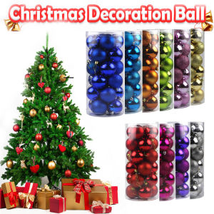 24pcs Christmas Tree Decor Ball Bauble Plastic Hanging Ball Ornaments Decorations for Home New Y
