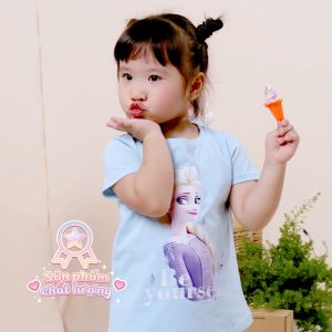 Đồ bộ bé gái hình công chúa Elsa BOMINES quần ngắn thun cotton loang màu cho bé 3-10 tuổi 12- 30kg DBSBGELSAQUANLOANG