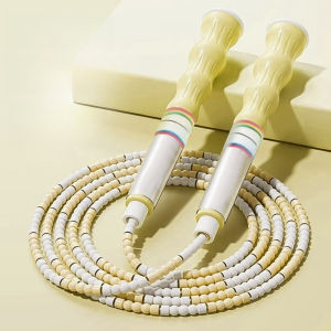 2.8M Skipping Rope Bamboo Jump Rope PVC Beginners Soft Beaded Plastic Segmented Jump Rope for Adult Kids Fitness Training
