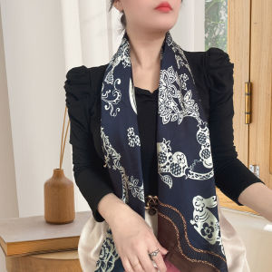 Elegant Fashionable Large Square Scarf Silk Scarf Womens Spring Summer Autumn Winter New Style Li Jin Satin Shawl Versatile Shoulder Wrap