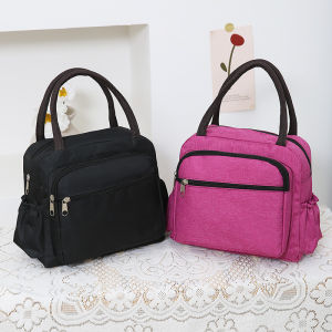 Oxford Cloth Lunch Box Bag Large Capacity Bento Box Handbag Women Thickened Single Shoulder Bag Waterproof Bag Small Bag