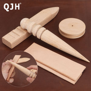 QJH | 3Pcs Wood Leather Edge Burnisher Set High Density Wood Edge Slicker Leather Craft Tool Polished Grinding Tool for Leather Workin