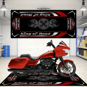 VIKAMA รถจักรยานยนต์พรมกันลื่นล้างทําความสะอาดได้ตกแต่งบ้านรถแข่งที่จอดรถจอแสดงผลเสื่อชั้นทีมที่จอดรถเสื่อชั้นยาว