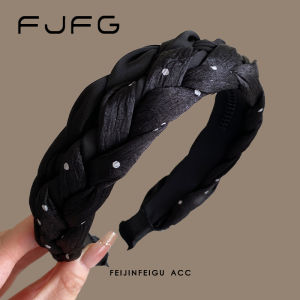 Luxurious Satin Hairband Womens Wide Edge Anti-Slip Twist Floral Chiffon Splicing Headband Fashionable Hair Accessories