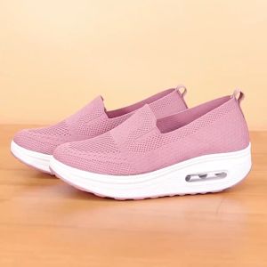 Korean Fashion Sneakers For Women Breathable Sport Running Shoes Thick Sole Fly-woving Shoes#N57
