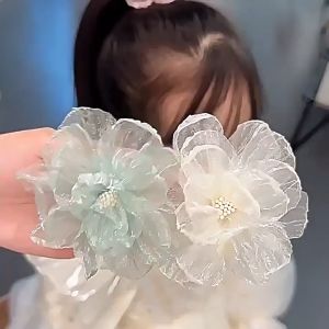 IVY Organza Flower Hair Clip Women Elegant Temperament Duckbill Clip Super Immortal Headdress