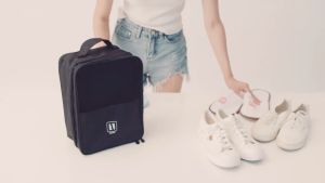 Travel Shoes Organizer Bag Portable Sport Shoe Storage Bag Zipper Beg Kasut Melancong