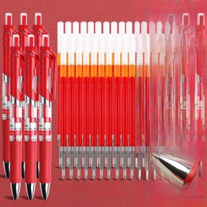 Deli Red Ballpoint Pen Quick Dry Anti Fatigue Teacher Student Homework Grading Special Use Neutral Pen Rollerball Water Based Ink