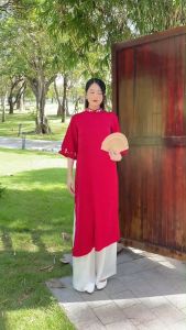 {HCM}Áo dài cách tân from rộng phối thêu nhẹ nhàng AD014- Khánh Linh Style
