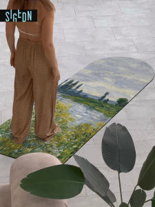 Natural Rubber Yoga Mat Womens Professional Anti-slip High-grade Fitness Home Use Ellipse Carpet Style Mat Green Wild Fairy Tale