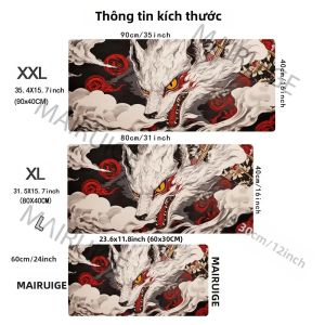 Potdemiel | Tấm Lót Chuột Cỡ Lớn XXL Thiết Kế Cool Wolf Chống Trơn Trượt Chất Liệu Cao Su Dùng Cho Máy Tính Văn Phòng Chơi Game Bàn Làm Việc Bàn Phím Viền May Chắc Chắn.